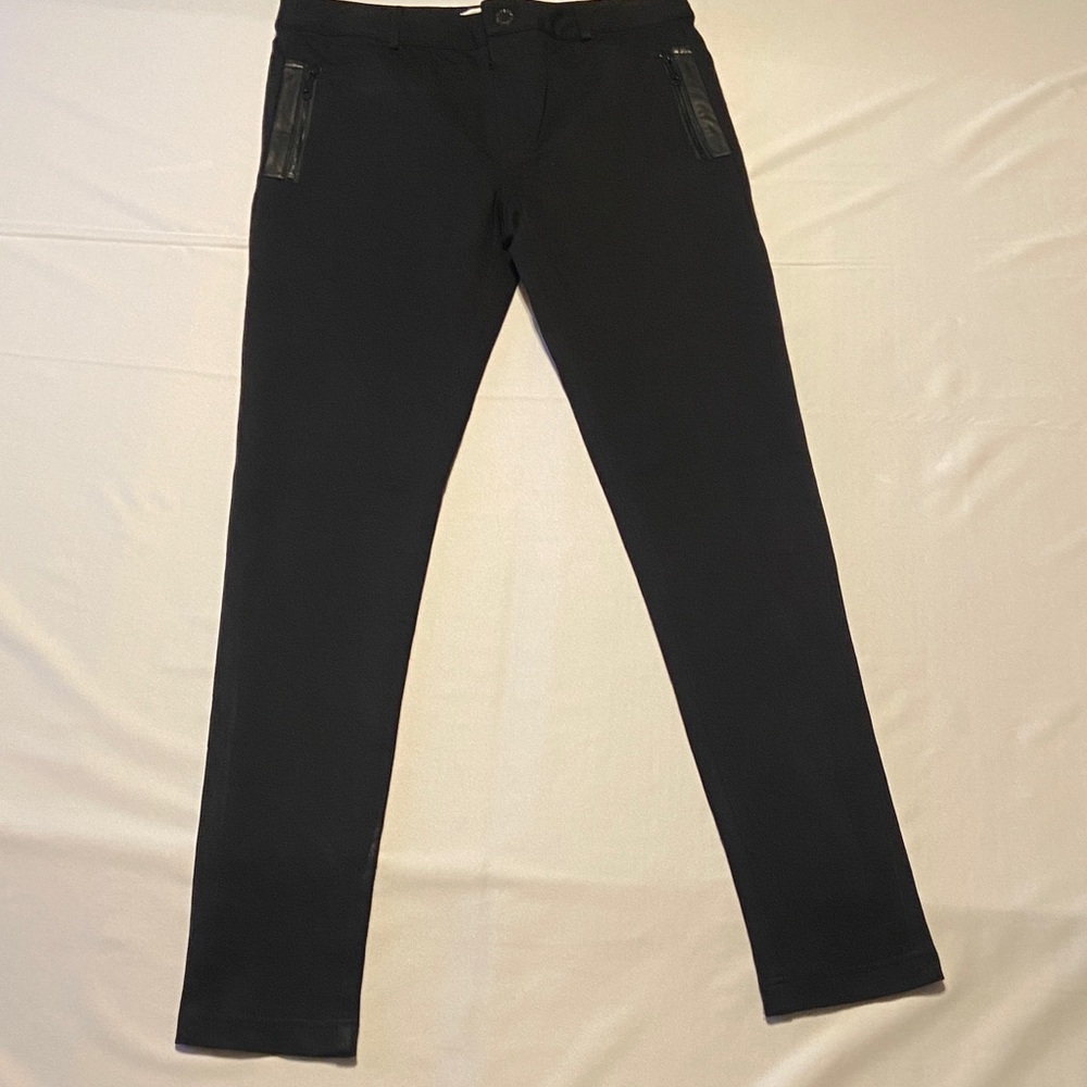 Rebecca Minkoff Women's Black Stretch Skinny Pants Leather Detailing Size 6